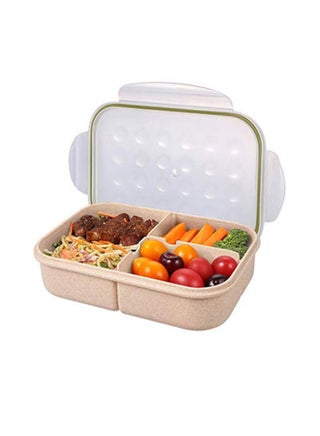 Bento Lunch Box Durable Leakproof Containers With 3 Compartments For Kids Plastic White/Beige 8.3x5.6x2.6inch - v1648644086/N35250487A_1