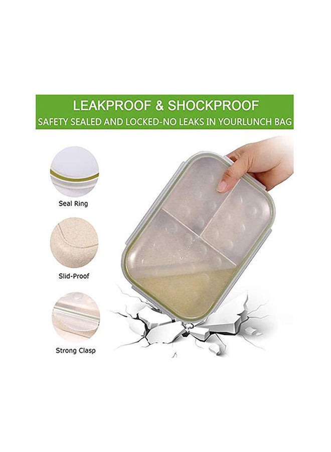 SAPU Bento Lunch Box Durable Leakproof Containers With 3 Compartments For Kids Plastic White/Beige 8.3x5.6x2.6inch  - Image 3