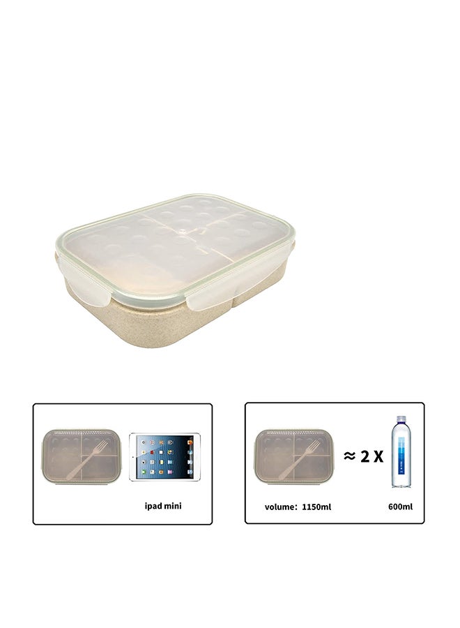 SAPU Bento Lunch Box Durable Leakproof Containers With 3 Compartments For Kids Plastic White/Beige 8.3x5.6x2.6inch  - Image 4