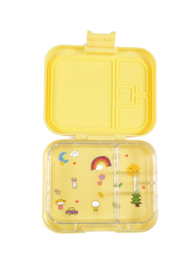TINY WHEEL Bento Original Reusable LunchBox With 4 Compartments, BPA-free and Phthalates-free Yellow 22x16x5.5cm - Image 2