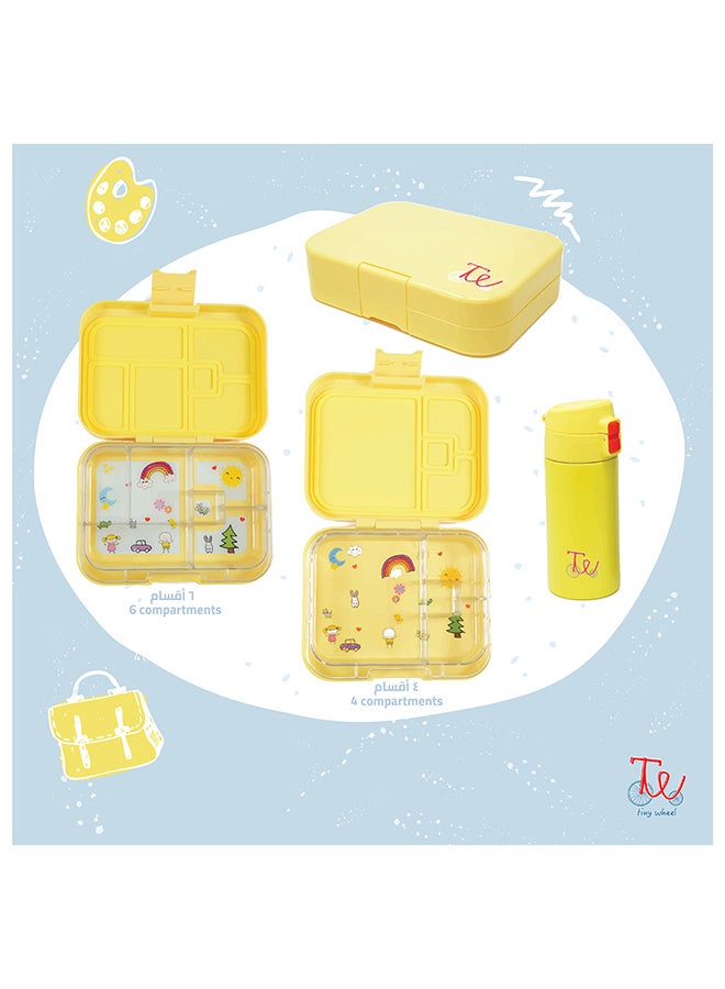 TINY WHEEL Bento Original Reusable LunchBox With 4 Compartments, BPA-free and Phthalates-free Yellow 22x16x5.5cm - Image 3