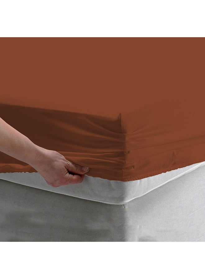 Scala 3-Piece Set 400 Thread Count Fitted Sheet and 2 Pillow Cover Super King Size 100% Cotton Brick Red Solid 200x180cm  - Image 2