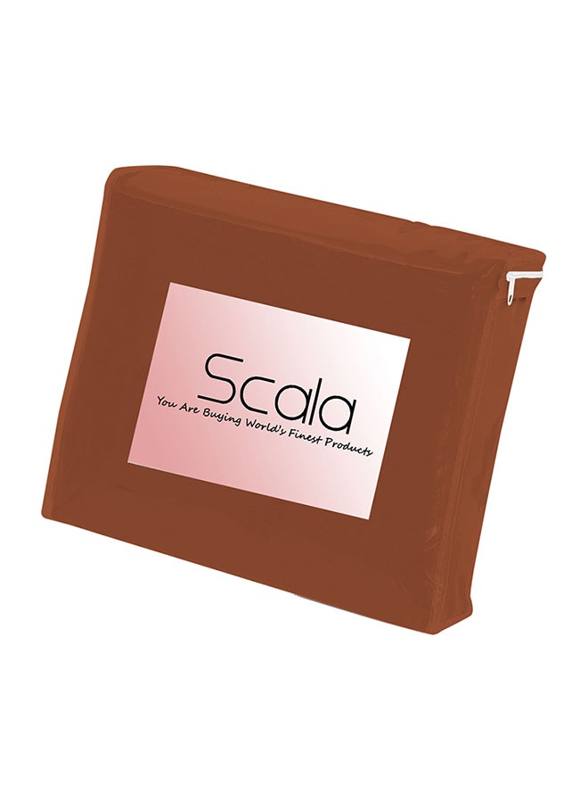 Scala 3-Piece Set 400 Thread Count Fitted Sheet and 2 Pillow Cover Super King Size 100% Cotton Brick Red Solid 200x180cm  - Image 3