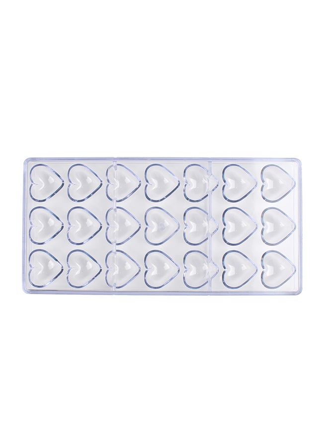 Professional Chef 21 Cavities Heart-Shaped Chocolate Mould Clear 28x14x4cm - Image 1