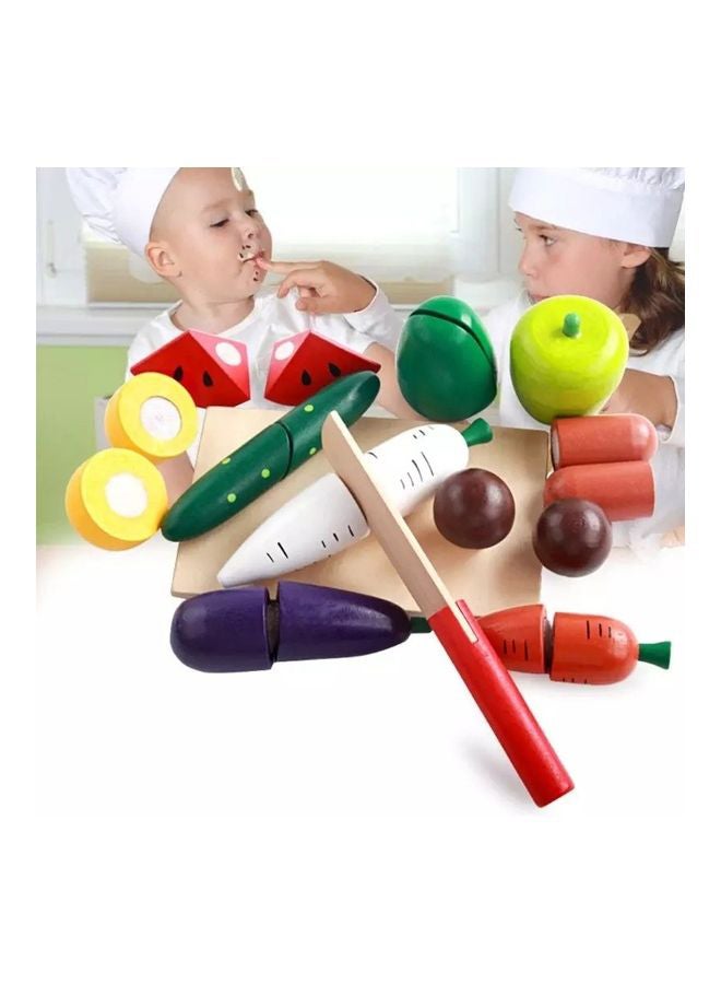 Basmah - 32-2047 Wooden Realistic Fruits and Basket Pretend Kitchen Play Set for Kids - Image 1