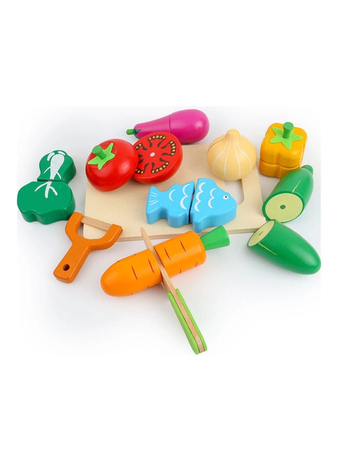 Basmah - 32-2047 Wooden Realistic Fruits and Basket Pretend Kitchen Play Set for Kids - Image 1