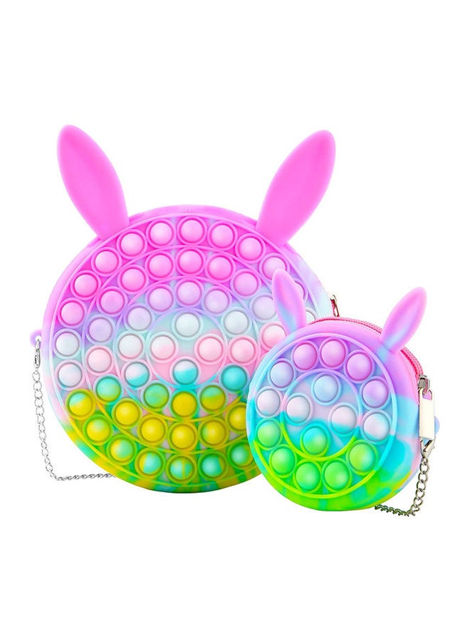 XiuWoo 2-Piece Silicone Stress Relief Push Bubble Sensory Fidget Shoulder Toy Bag 18.5x18.5x2cm - Image 1