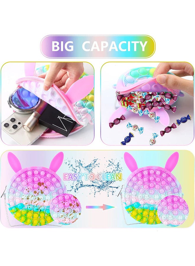 XiuWoo 2-Piece Silicone Stress Relief Push Bubble Sensory Fidget Shoulder Toy Bag 18.5x18.5x2cm - Image 2