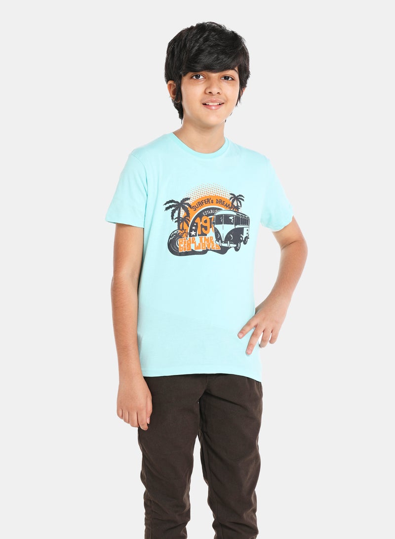 NEON Boys Round Neck Short Sleeve T-Shirt Primary Blue  - Image 1