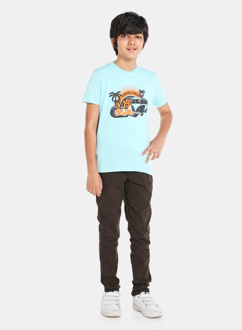 NEON Boys Round Neck Short Sleeve T-Shirt Primary Blue  - Image 2