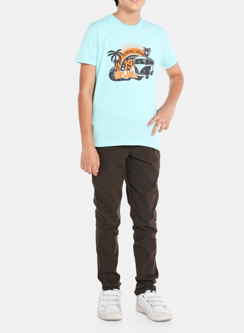 NEON Boys Round Neck Short Sleeve T-Shirt Primary Blue  - Image 3