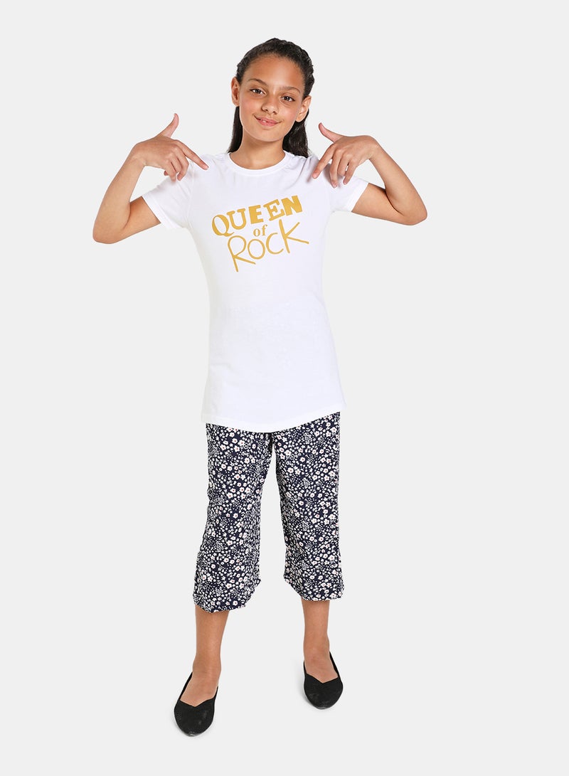 NEON Girls Round Neck Short Sleeve T-Shirt Bright White  - Image 2