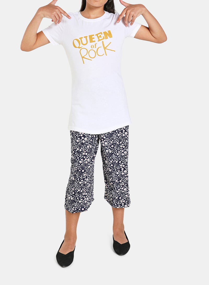 NEON Girls Round Neck Short Sleeve T-Shirt Bright White  - Image 4