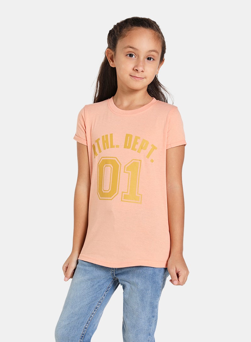 NEON Girls Round Neck Short Sleeve T-Shirt Dark Pink  - Image 1