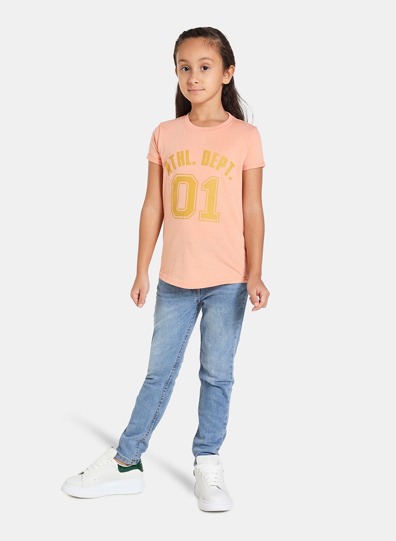 NEON Girls Round Neck Short Sleeve T-Shirt Dark Pink  - Image 3