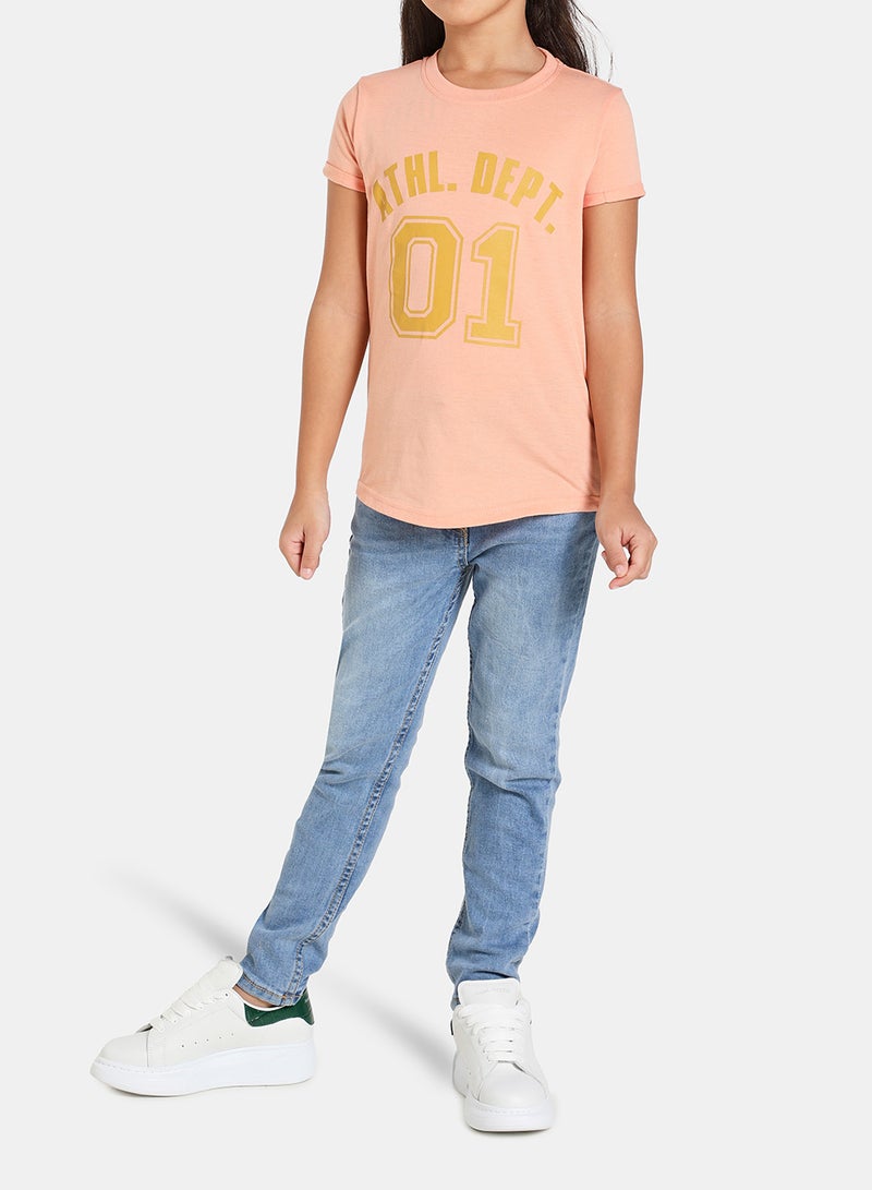 NEON Girls Round Neck Short Sleeve T-Shirt Dark Pink  - Image 4