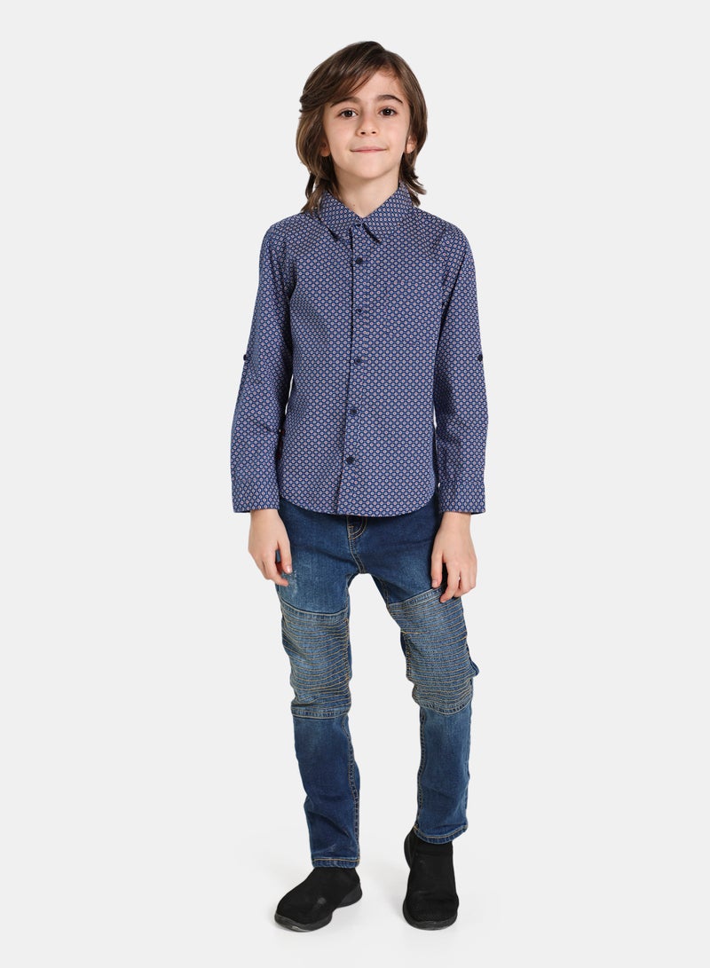 NEON - Casual Polka Dot Pattern Shirt Dotted Navy - Image 1