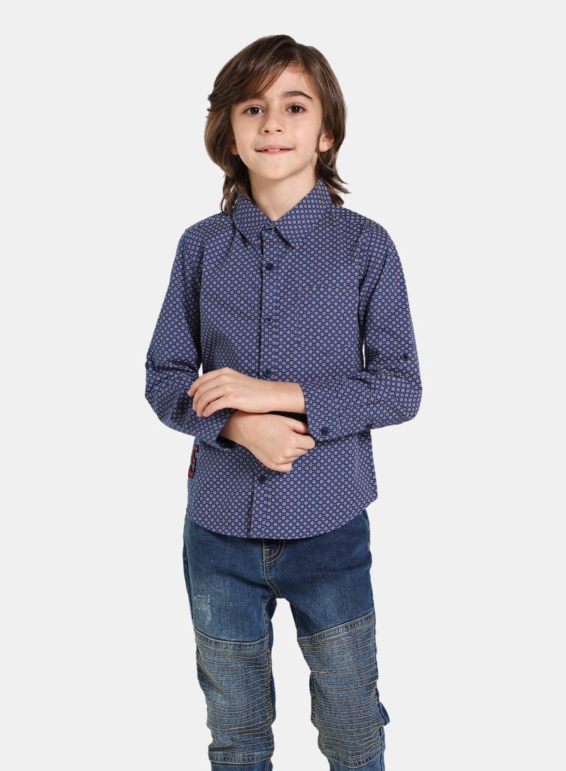 NEON - Casual Polka Dot Pattern Shirt Dotted Navy - Image 1