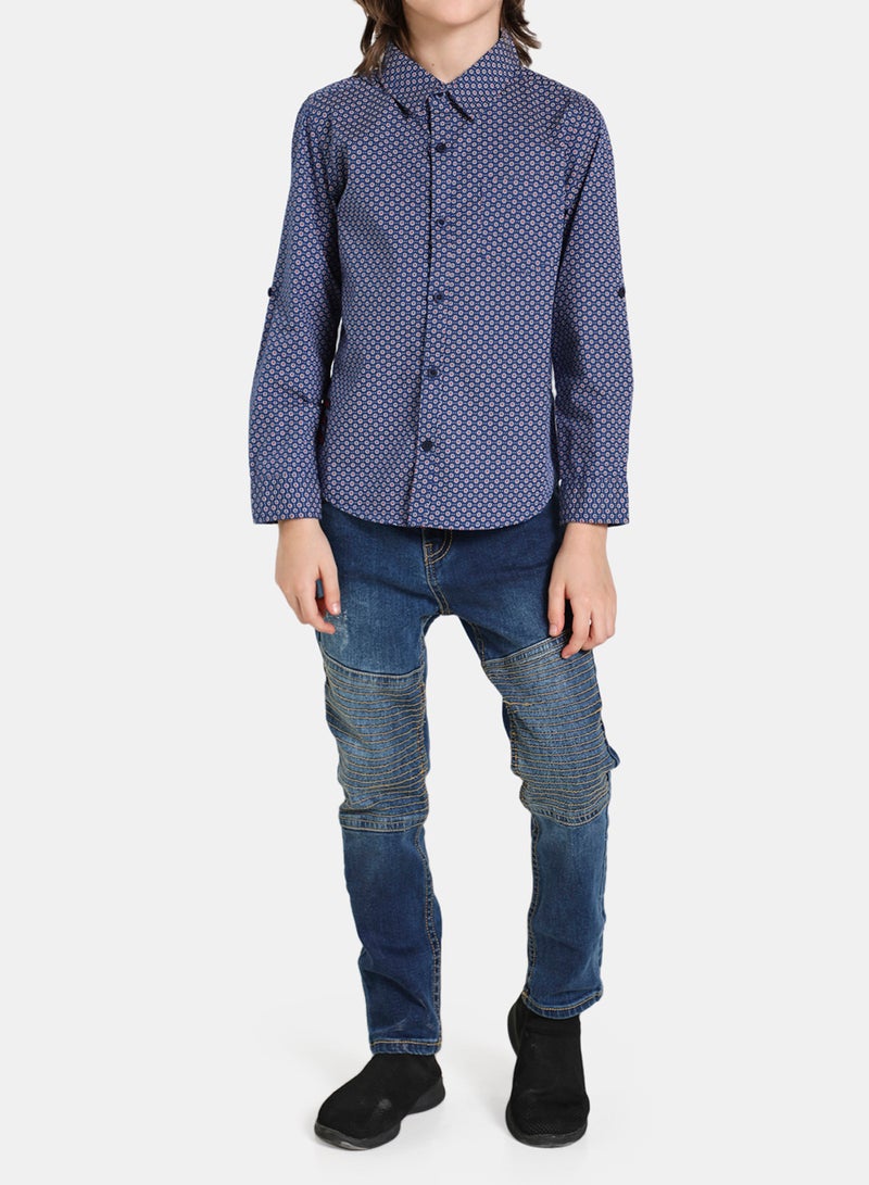 NEON - Casual Polka Dot Pattern Shirt Dotted Navy - Image 1