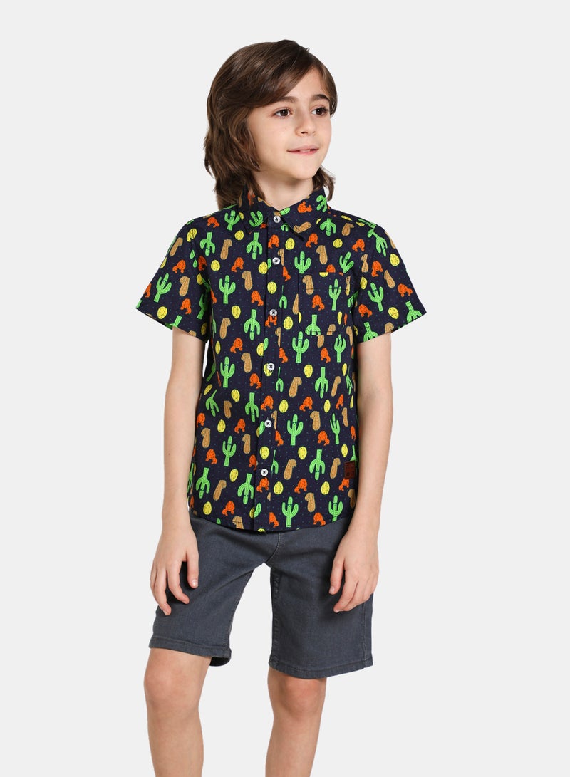 Neon Casual Printed Shirt Black Aop - Image 1