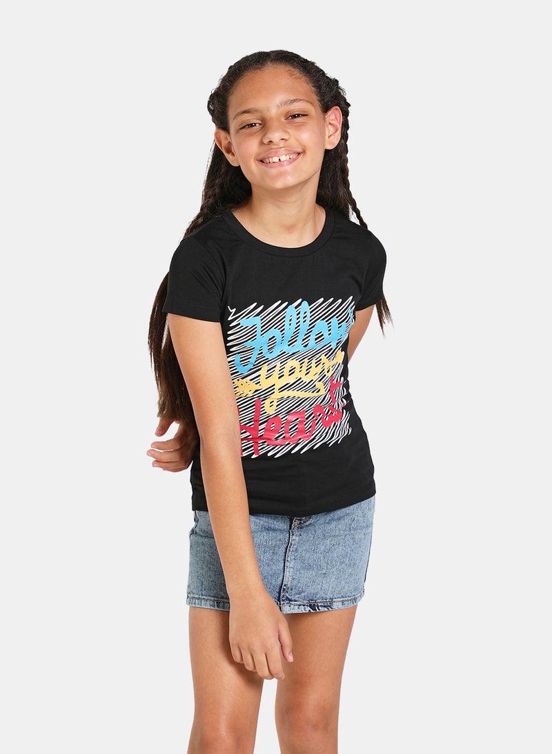 NEON Boys Crew Neck Short Sleeve T-Shirt Black  - Image 1