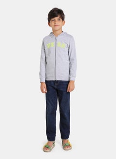 NEON Boys Hooded Neck Long Sleeve Zip Through Grey Melange  - Image 2