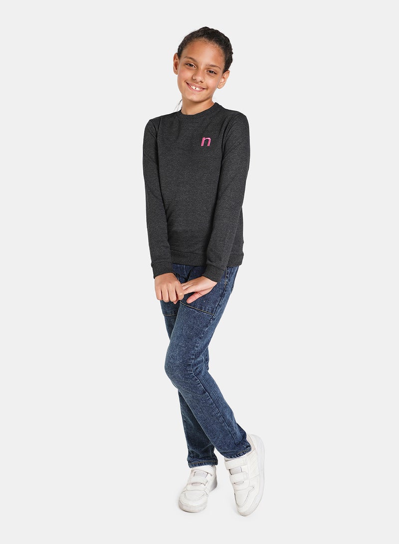 NEON Casual Printed Sweatshirt Dark Grey Melange  - Image 2