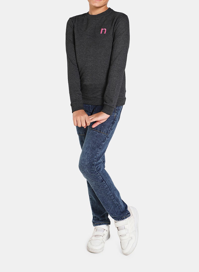 NEON Casual Printed Sweatshirt Dark Grey Melange  - Image 3