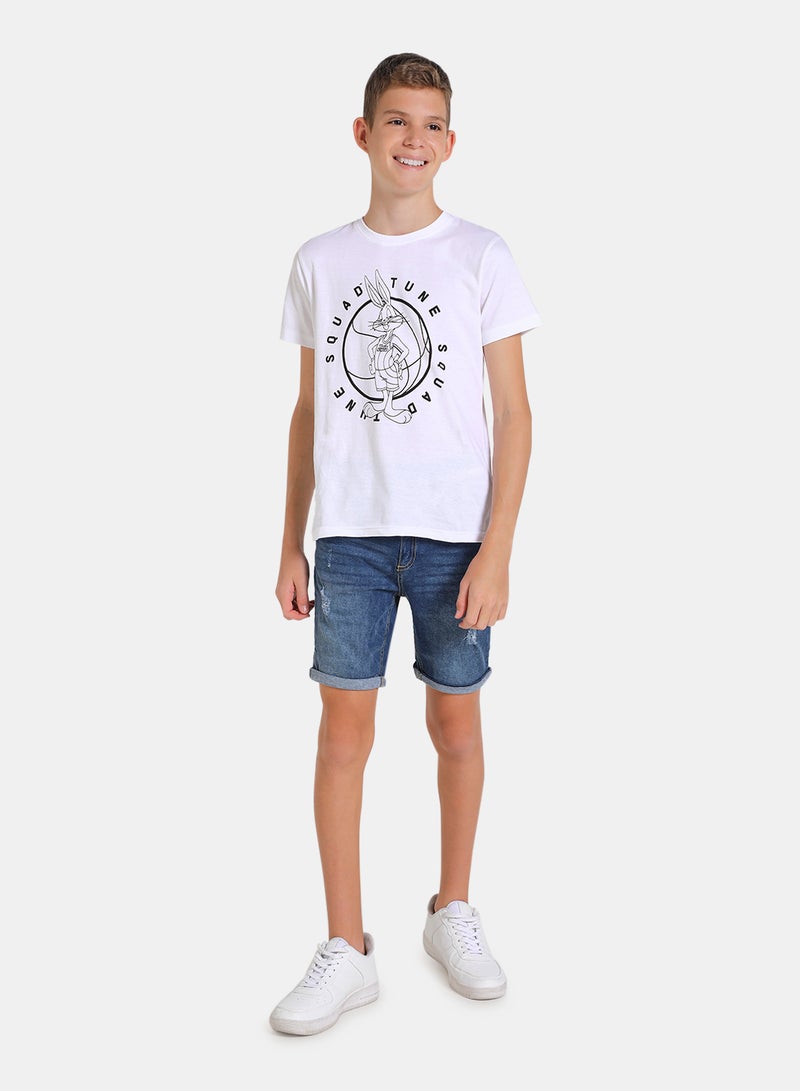 Boys Crew Neck Short Sleeve T-Shirt Pure White - v1648653927/N48596419V_2