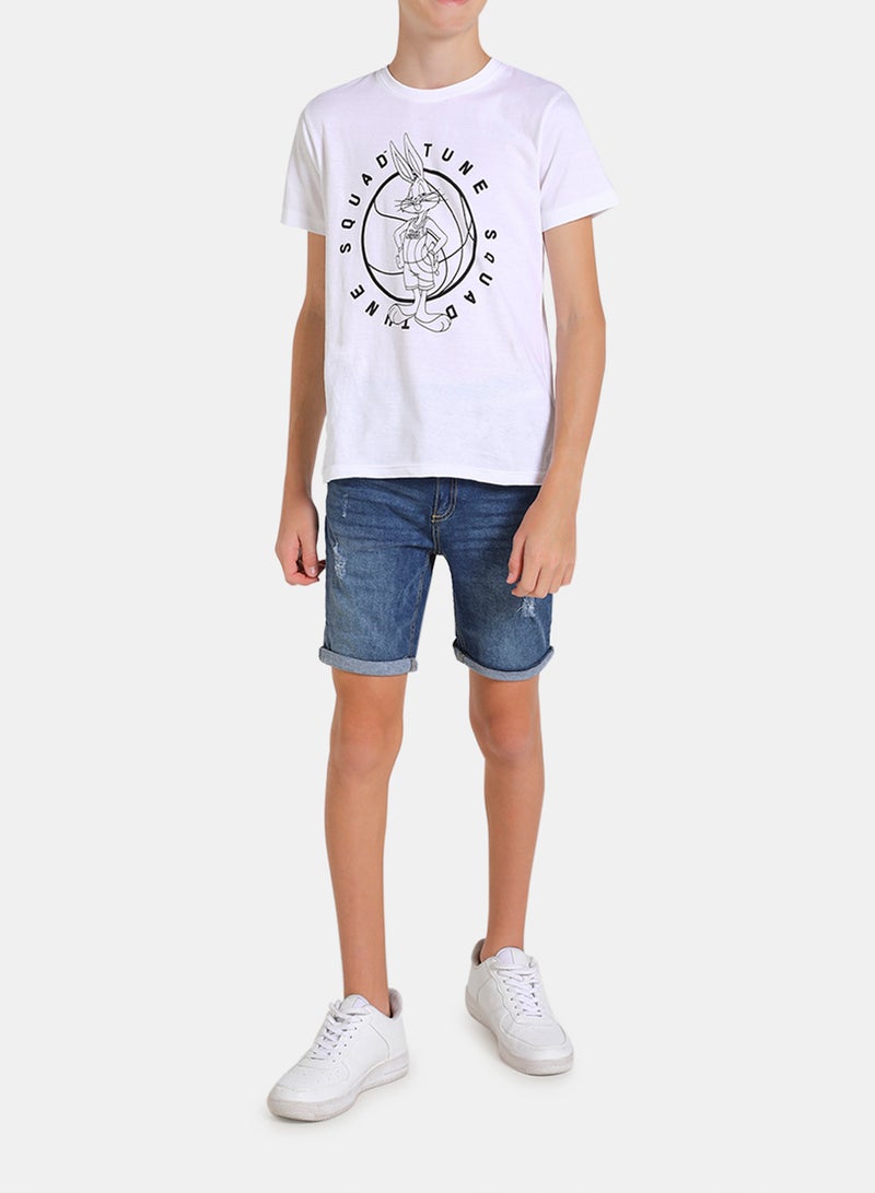 Boys Crew Neck Short Sleeve T-Shirt Pure White - v1648653927/N48596419V_3