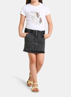 NEON Fashionable Denim Skirts Grey  - Image 3