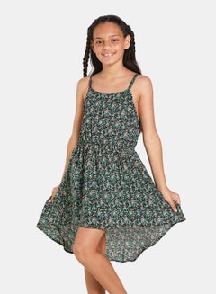 NEON Printed Square Neck Straps Knee Length Dress Multicolour Blue  - Image 1