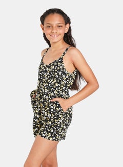 NEON Floral Printed Playsuit Black  - Image 1