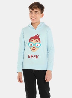QUWA Comfortable Boys Graphic Printed Hoodie Blue  - Image 1