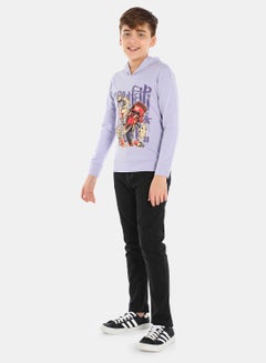 QUWA Stylish Boys Graphic Printed Hoodie Light Purple  - Image 2
