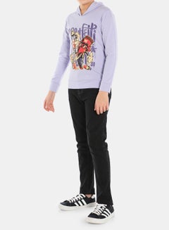 QUWA Stylish Boys Graphic Printed Hoodie Light Purple  - Image 3