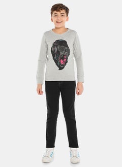 QUWA Boys  Graphic Printed Crew Neck Sweatshirt Grey  - Image 2