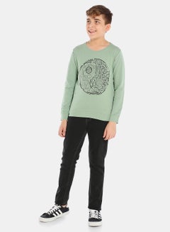 QUWA Graphic Printed Sweatshirt Olive/Black/Grey  - Image 2