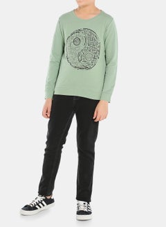 QUWA Graphic Printed Sweatshirt Olive/Black/Grey  - Image 3