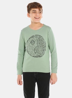 QUWA Graphic Printed Sweatshirt Olive/Black/Grey  - Image 1