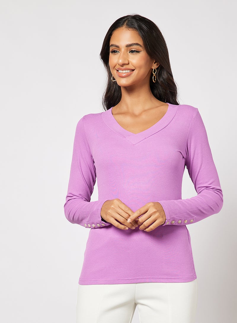 Aila - Casual Long Sleeve T-Shirt Purple - Image 1