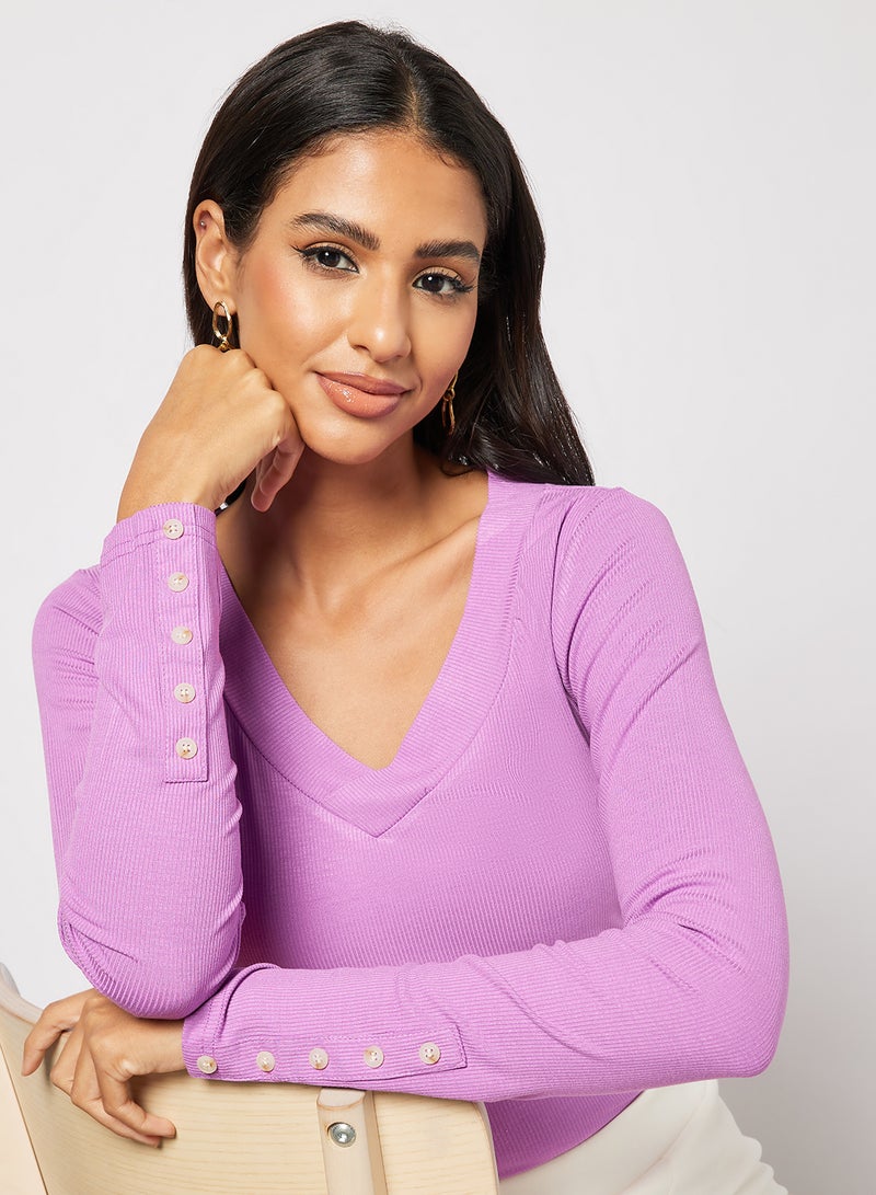Aila - Casual Long Sleeve T-Shirt Purple - Image 1