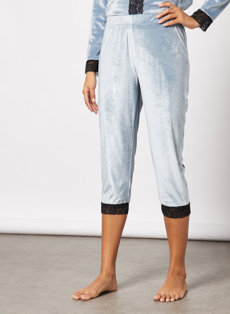 Aila Women's Pack Of 2 Velvet Top And Bottom Pyjama Set Grey - Image 4