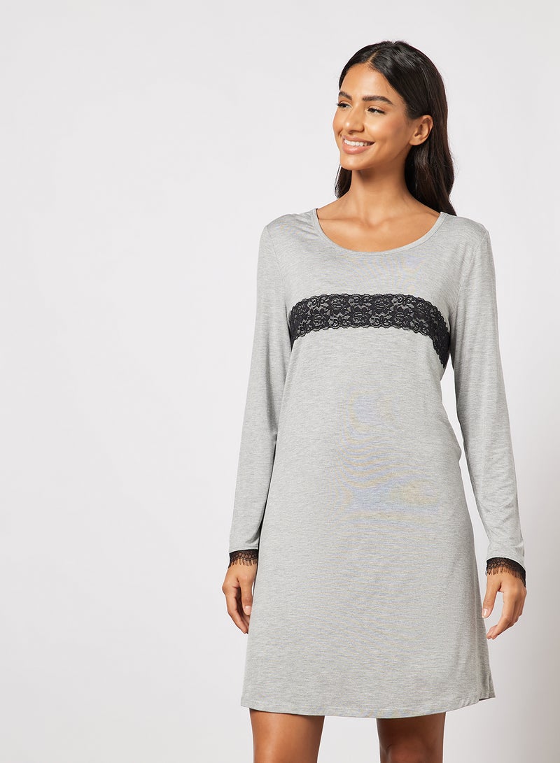 Aila Women's Casual Contrast Front Mini Dress Grey/Black  - Image 1