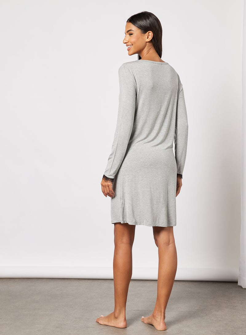 Aila Women's Casual Contrast Front Mini Dress Grey/Black  - Image 2