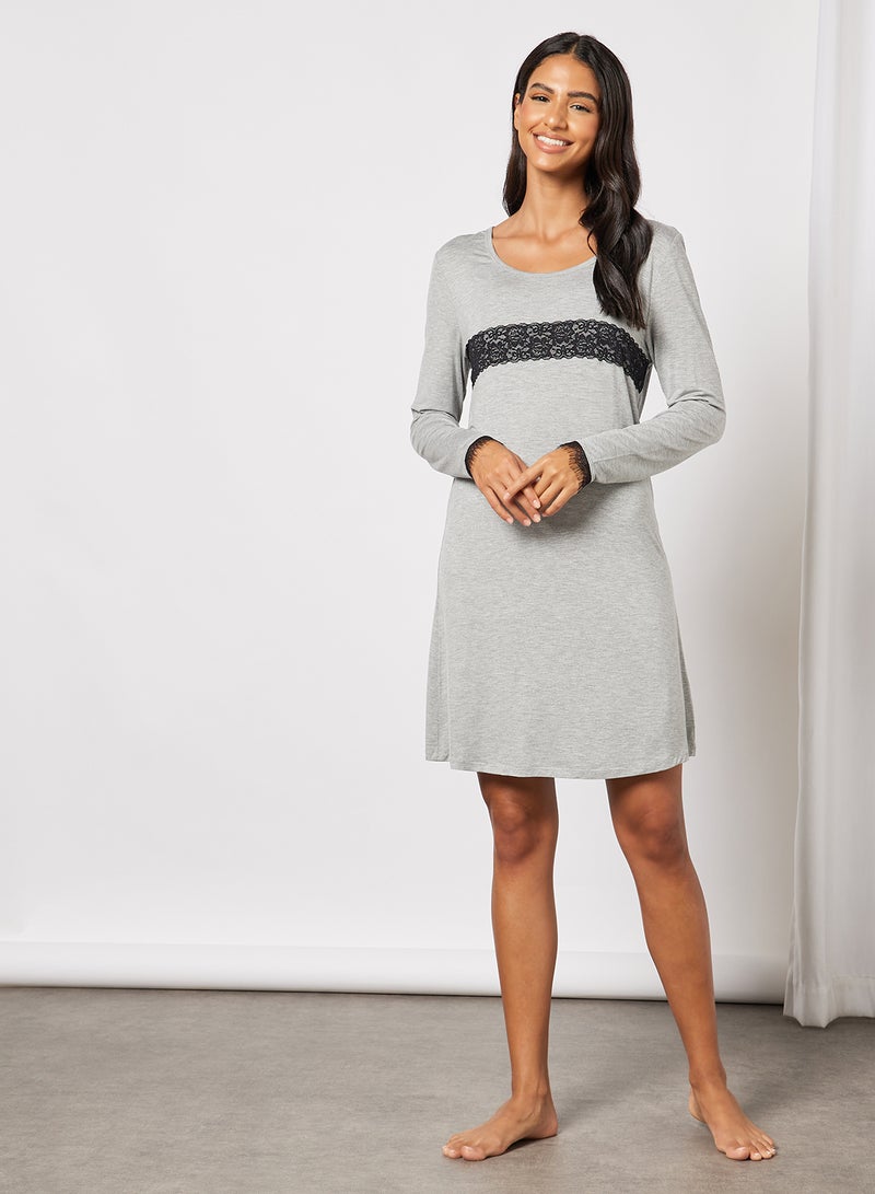 Aila Women's Casual Contrast Front Mini Dress Grey/Black  - Image 4