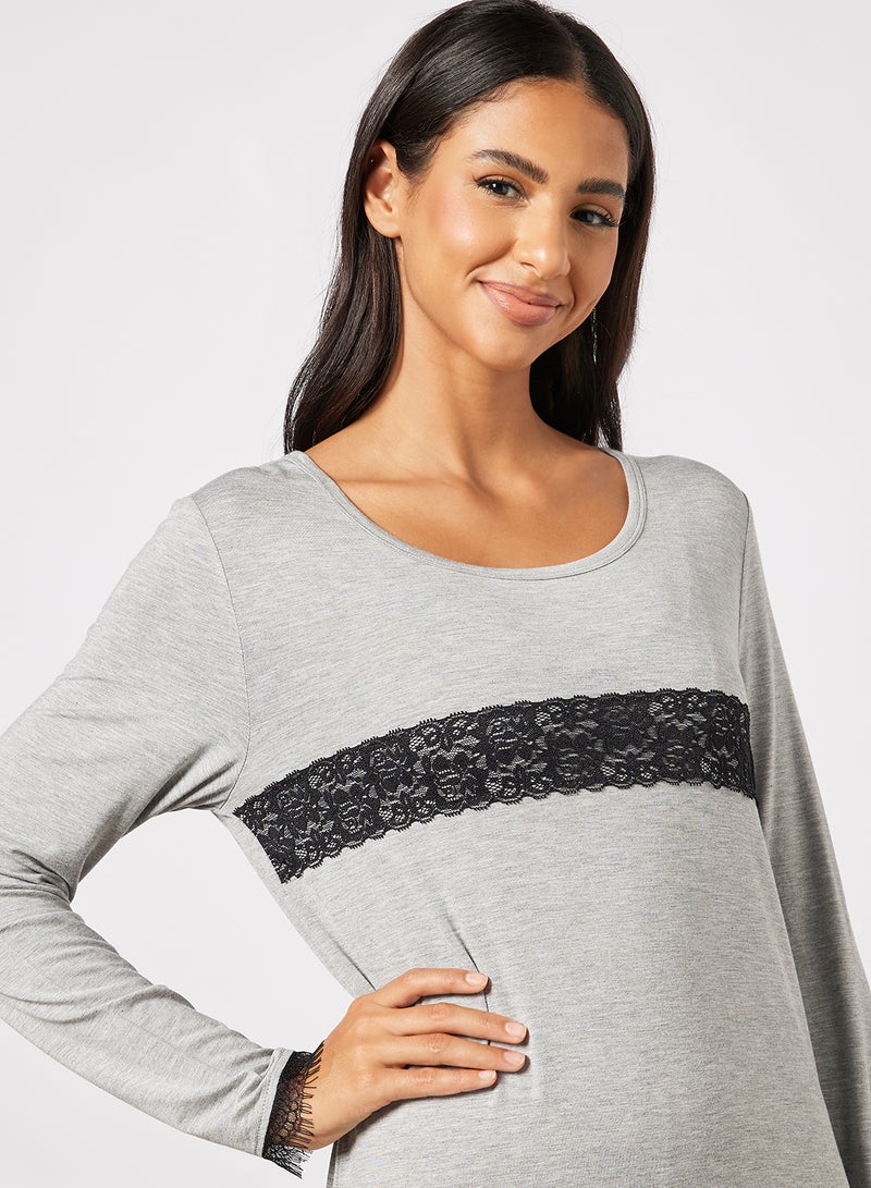 Aila Women's Casual Contrast Front Mini Dress Grey/Black  - Image 3