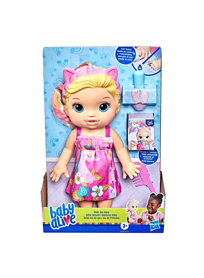 Baby Alive - Glam Spa Baby Doll, Unicorn, Colour Reveal Mani-Pedi and Makeup, 12.8-Inch - Image 1