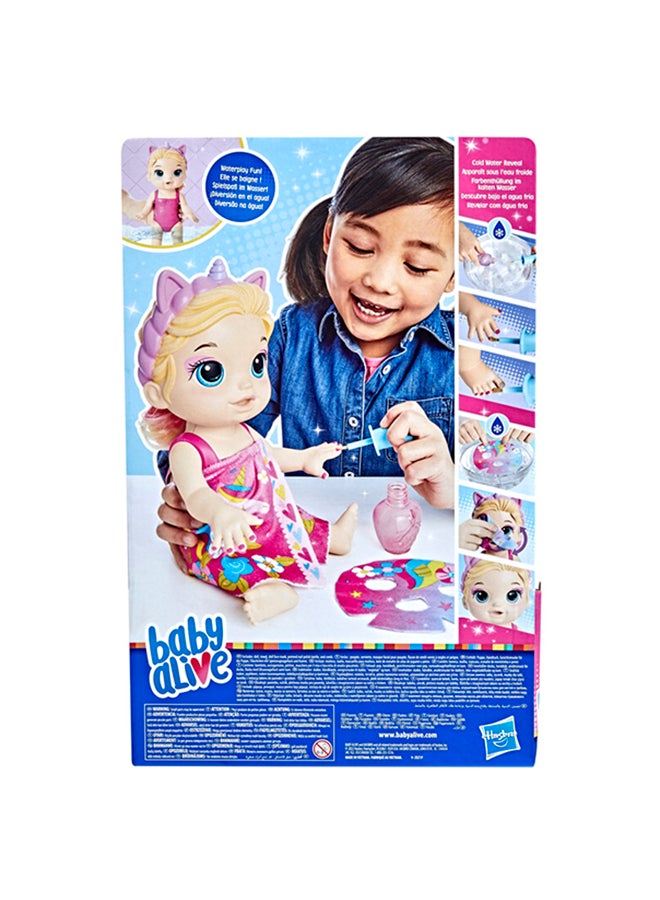 Baby Alive - Glam Spa Baby Doll, Unicorn, Colour Reveal Mani-Pedi and Makeup, 12.8-Inch - Image 1
