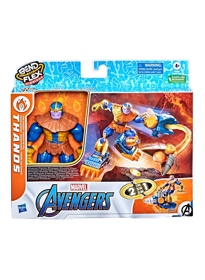 MARVEL - Bend and Flex Missions Thanos Fire Mission Figure, 6-Inch-Scale Bendable Toy with 2-in-1 Accessory for Kids Ages 4 and Up - Image 1